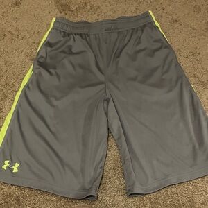 Under Armour boys youth large  Charcoal Shorts with Lime Highlights